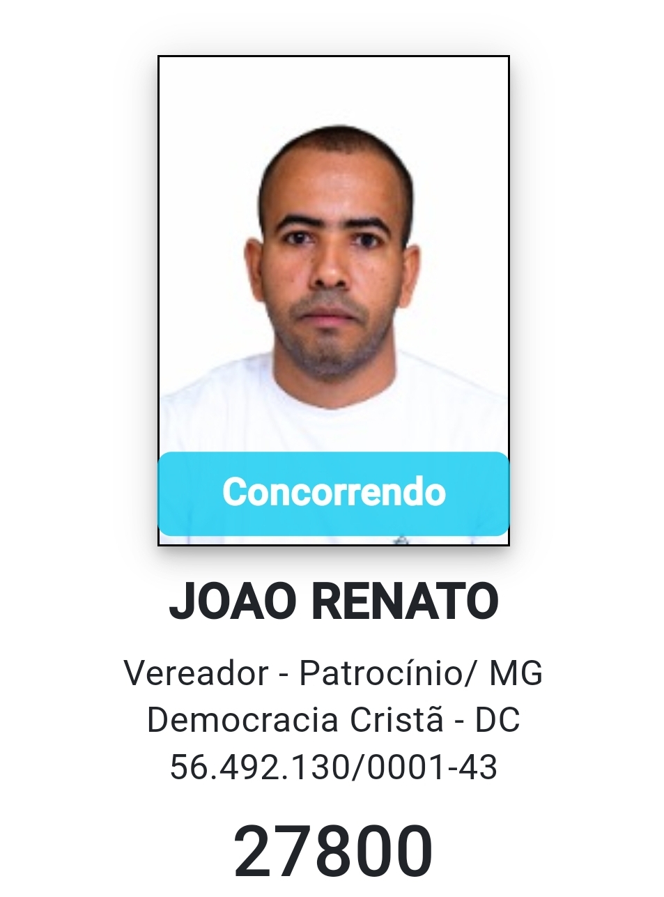 Candidato pela primeira vez.
