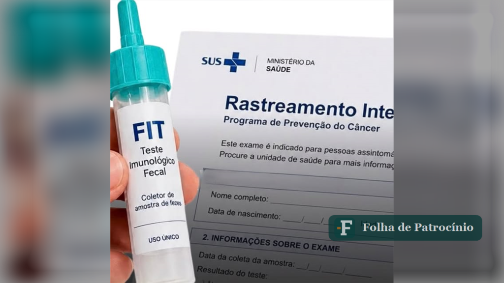 Teste FIT no SUS: kit de coleta e folheto oficial do Ministério da Saúde para rastreamento de câncer colorretal