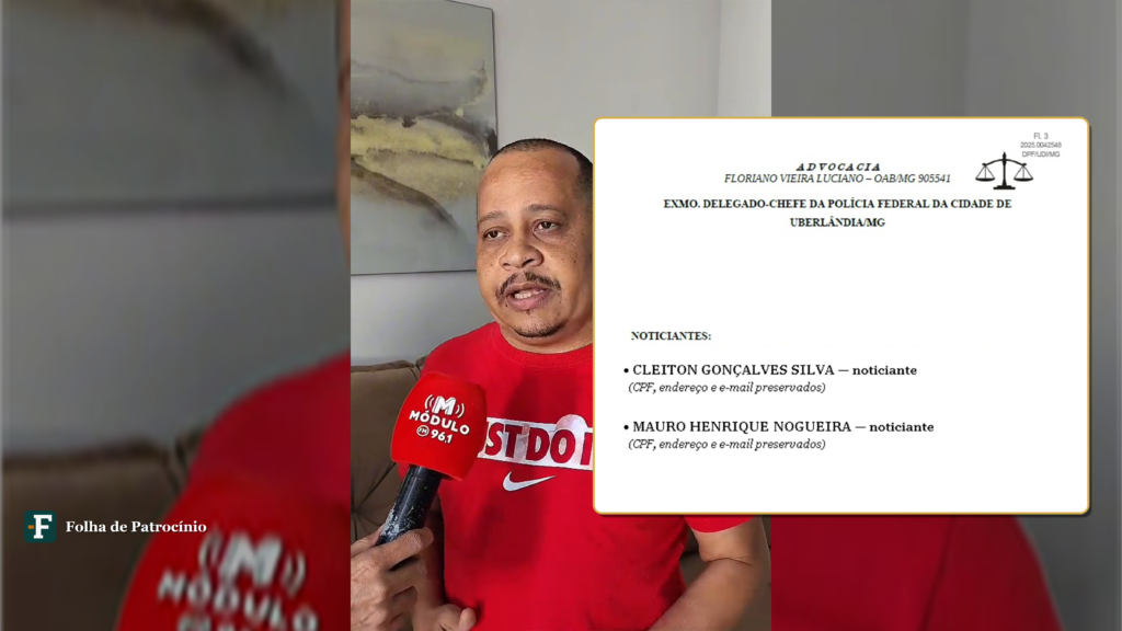 Ex-secretario Mauro Henrique Nogueira ao lado da peticao que aponta o autor da denuncia contra o prefeito
