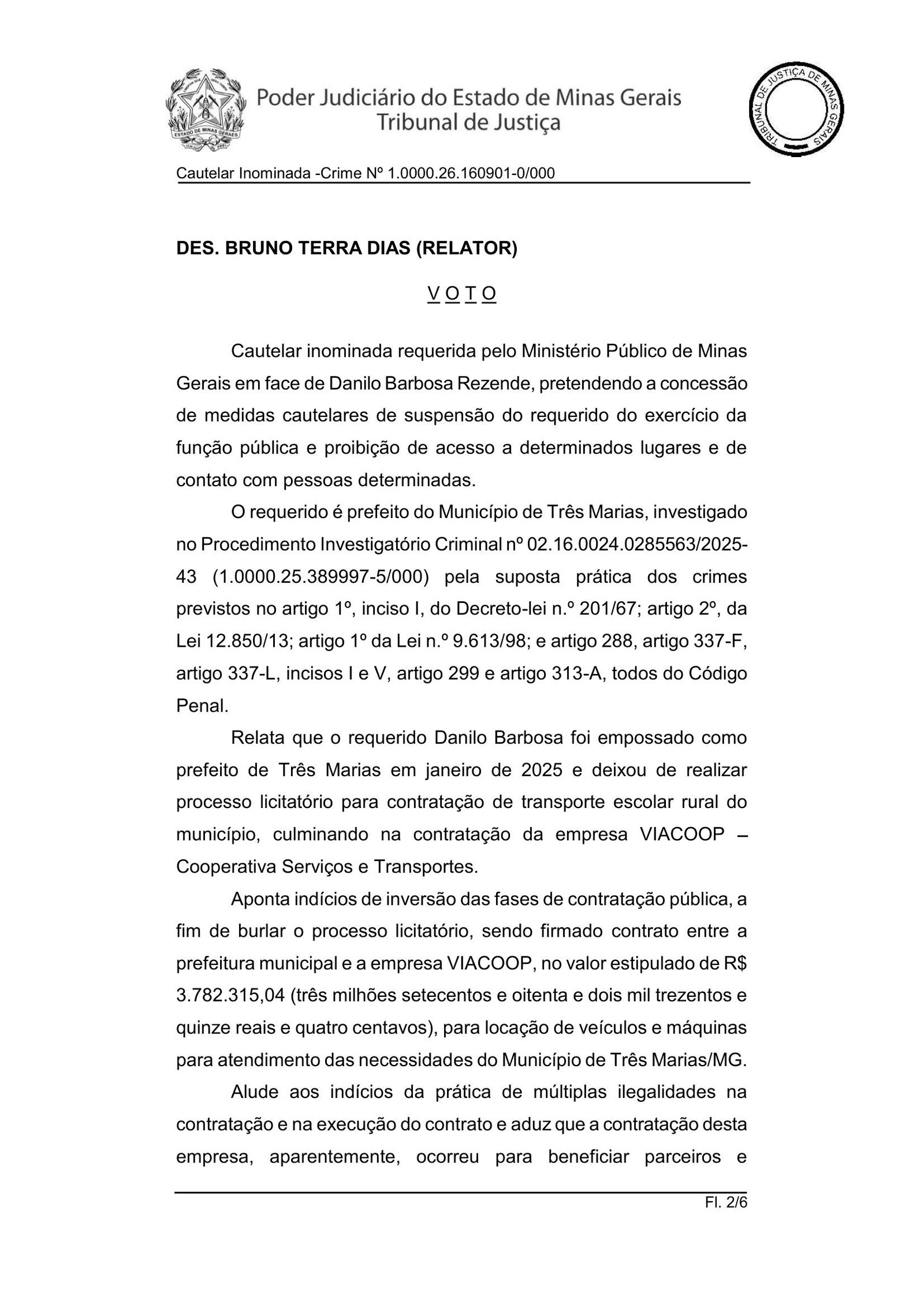 Página 2 do acórdão do TJMG sobre o acórdão de Danilo Rezende