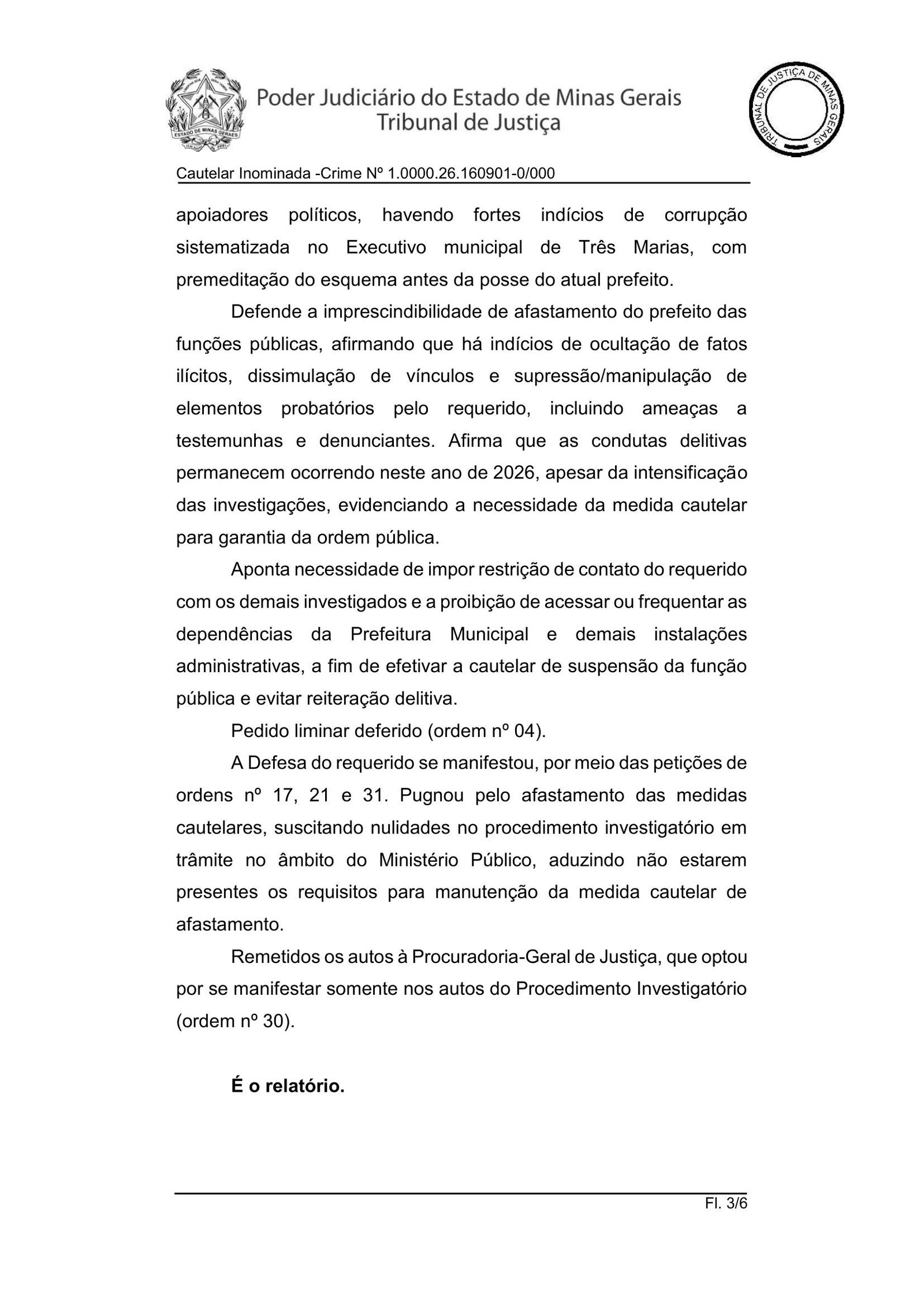 Página 3 do acórdão do TJMG sobre o acórdão de Danilo Rezende
