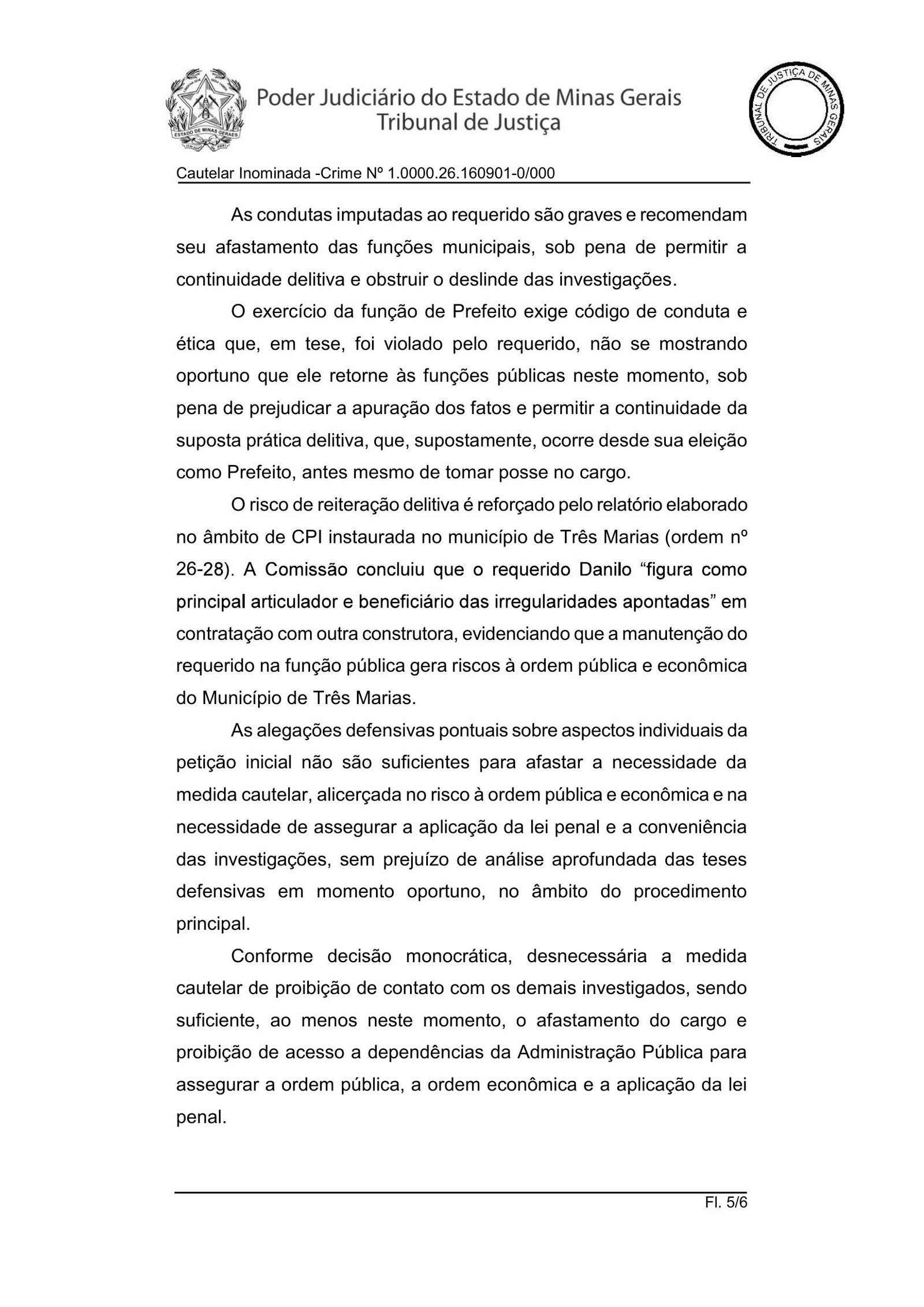 Página 5 do acórdão do TJMG sobre o acórdão de Danilo Rezende