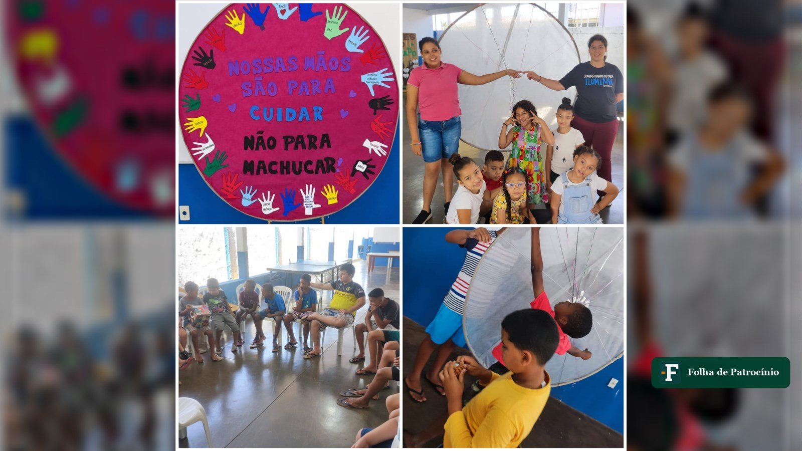 Crianças participam de atividade do Agosto Lilás em Patrocínio no CASI