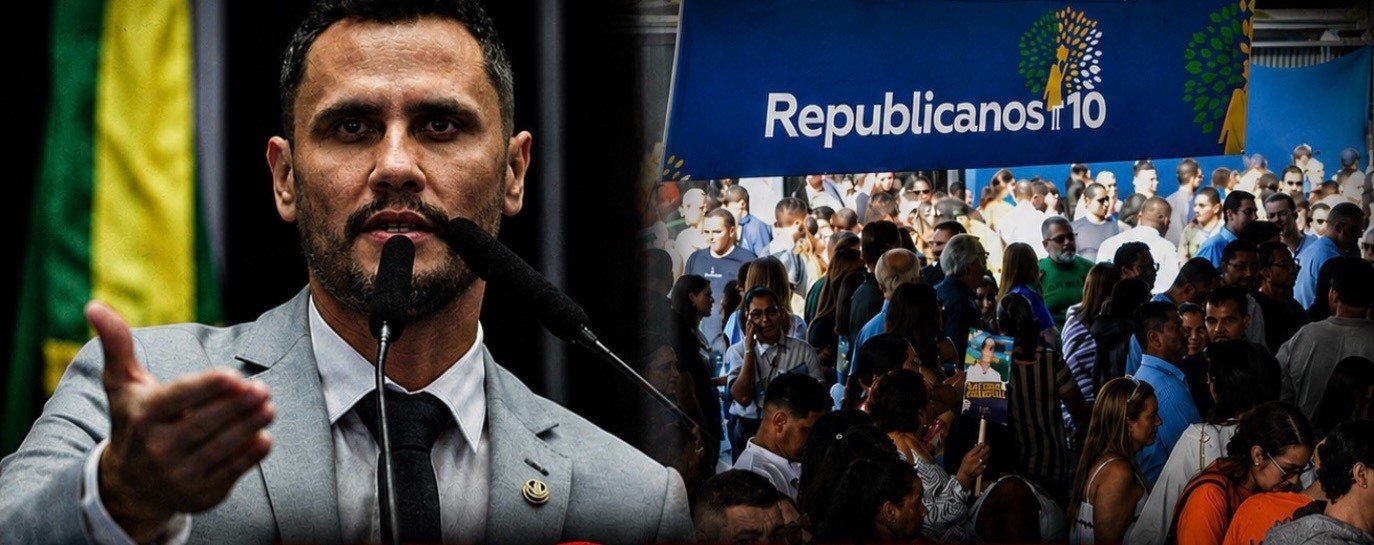 Senador Cleitinho discursa em evento do Republicanos, cenário da suposta pressão de prefeitos
