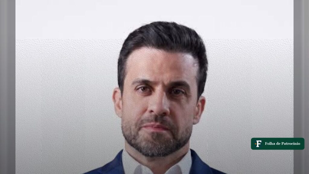Pablo Marçal, de terno azul e camisa branca, em retrato usado na cobertura da pesquisa Veritá para presidente