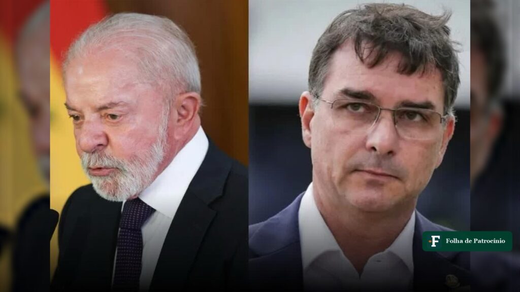 Datafolha em Minas: retratos de Lula e do senador Flávio Bolsonaro lado a lado