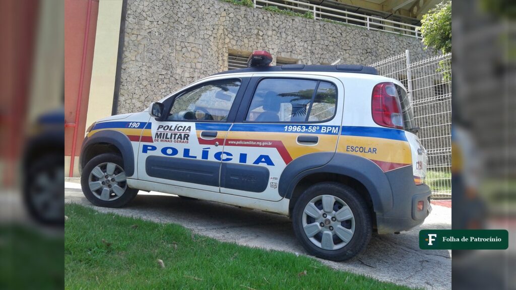 Motorista baleado em Coromandel - viatura da Policia Militar de Minas Gerais