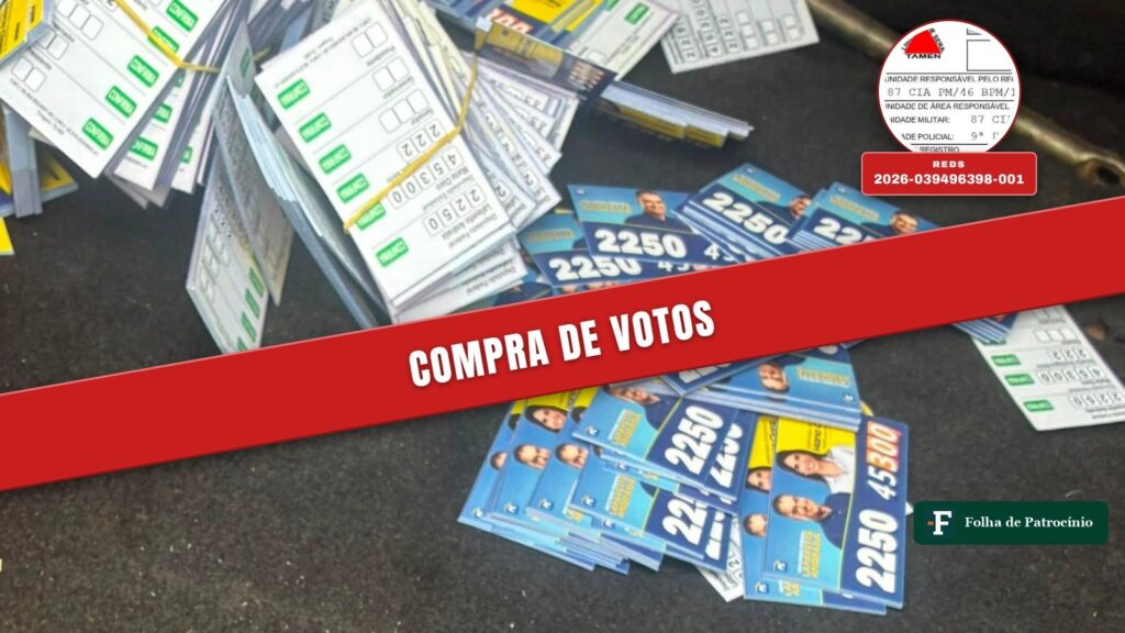 Suspeita de compra de votos em Patrocinio: santinhos e dinheiro apreendidos pela PM