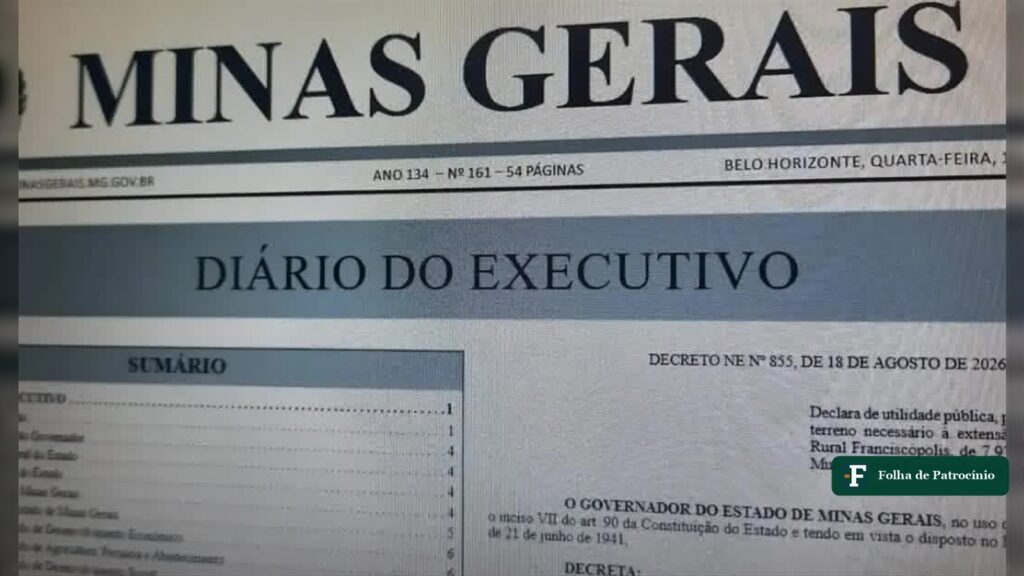 Edição do Diário Oficial de Minas Gerais que trata do caso de Maíra Lemos