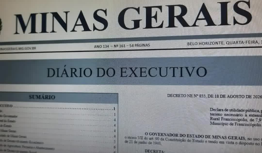 Edição do Diário Oficial de Minas Gerais que trata do caso de Maíra Lemos