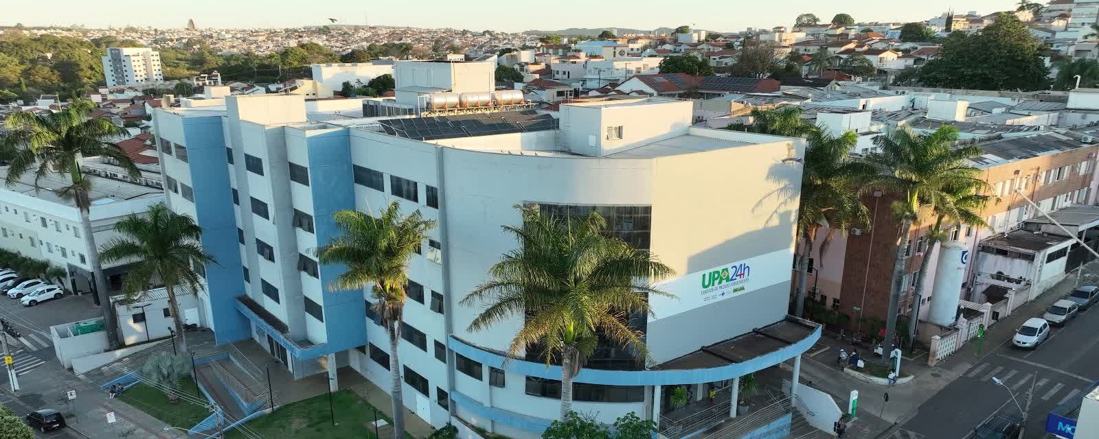 Fachada da UPA 24 Horas de Patrocínio vista do alto, unidade citada na investigação na UPA de Patrocínio
