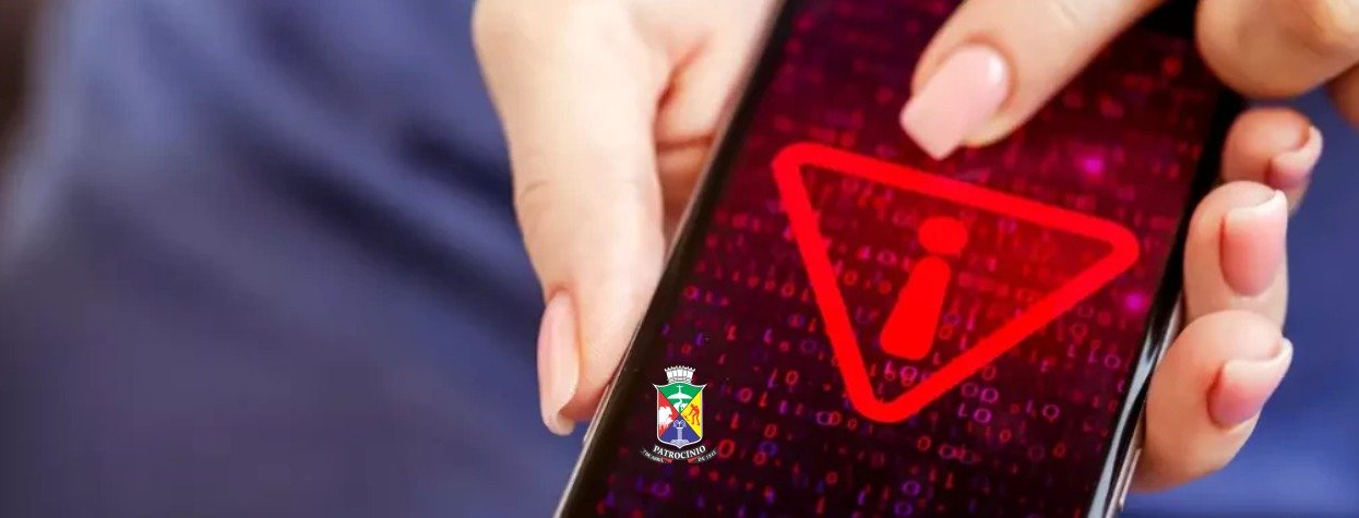 Ilustração de alerta sobre golpes por celular, campanha do Procon de Patrocínio