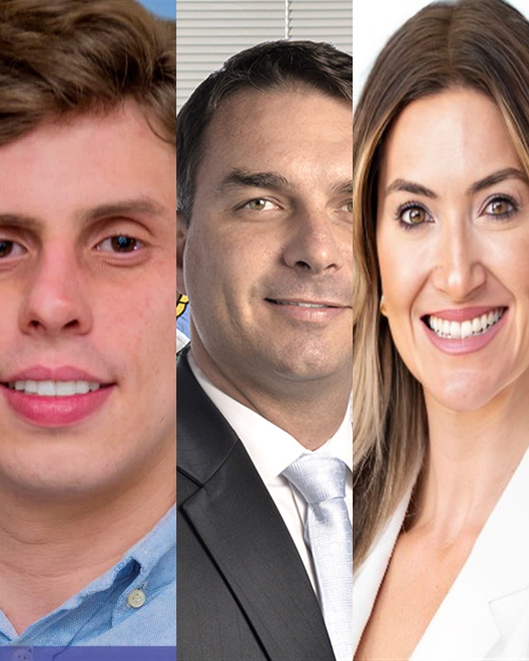 Pedro Bom Negócio, Flávio Bolsonaro e Greyce Elias, os três nomes ligados ao apoio a Flávio Bolsonaro em Patrocínio