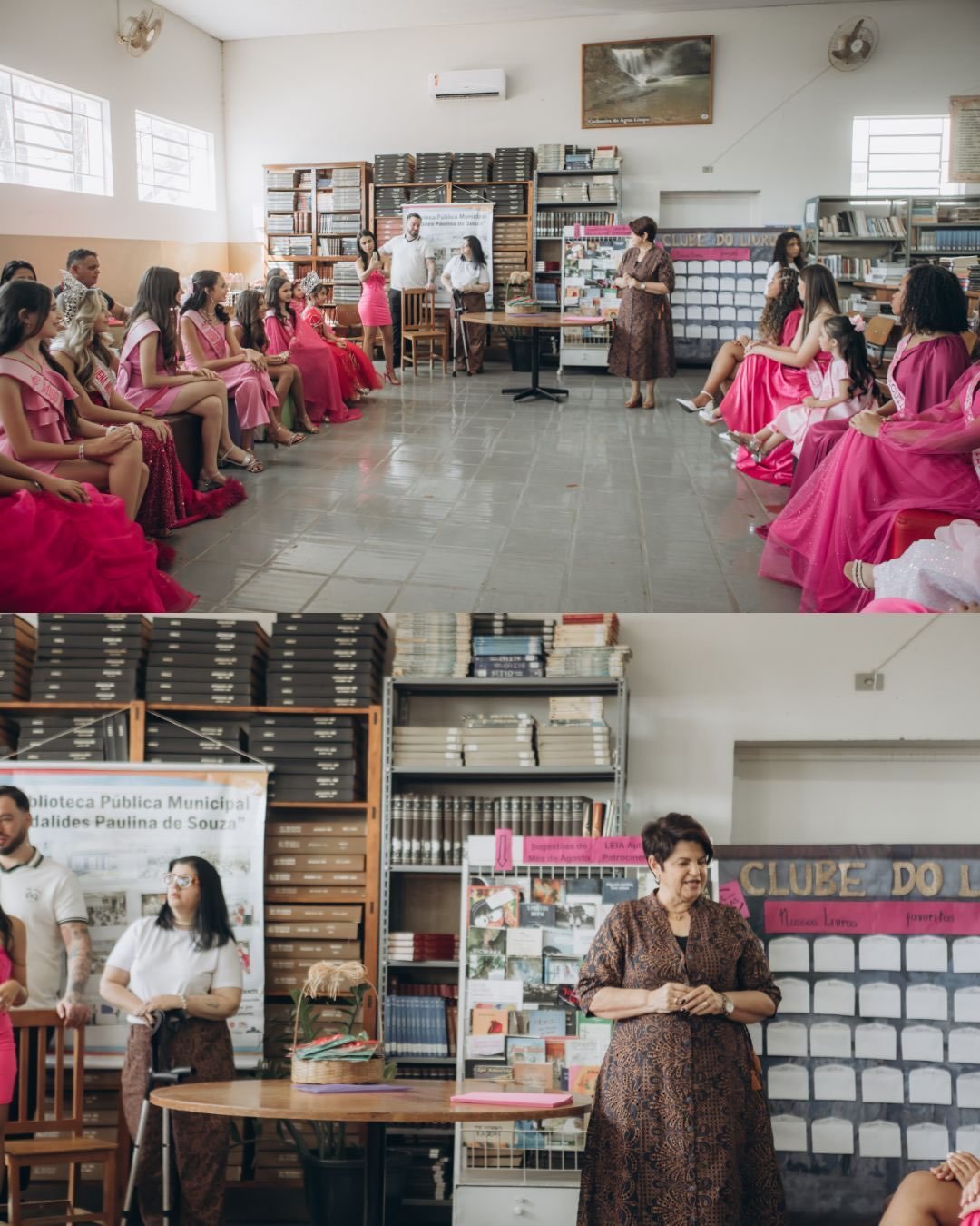 Candidatas do Pequena Miss Minas Gerais posam com a diretoria da Fundação Casa da Cultura em Patrocínio