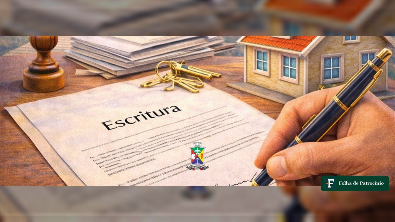 Escritura de imóvel sendo assinada em processo de Regularização Fundiária em Patrocínio
