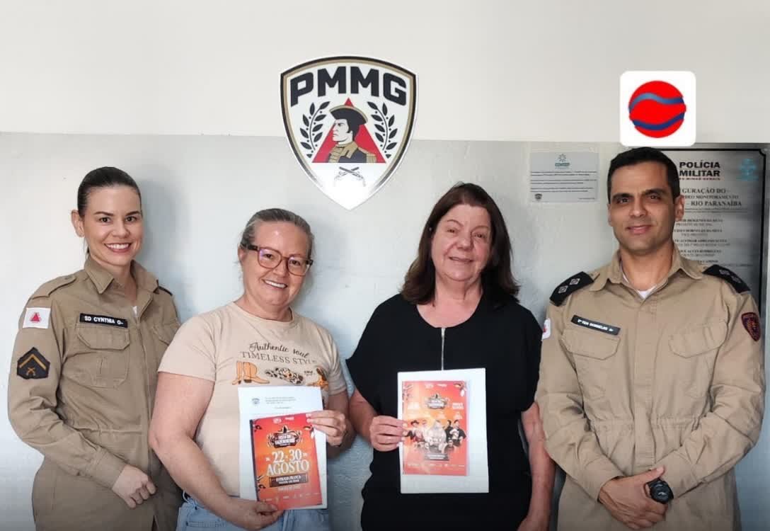 Representantes da Polícia Militar, da Prefeitura de Rio Paranaíba e da organização da Festa do Fazendeiro reunidos para tratar da segurança do evento
