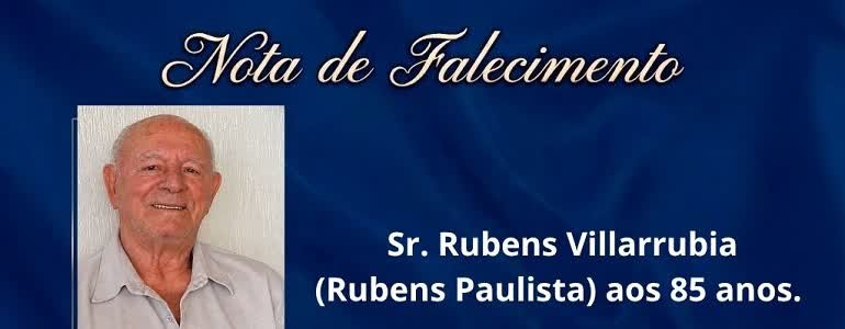 Nota de falecimento de Rubens Villarrubia divulgada pela Funerária Frederico Ozanam