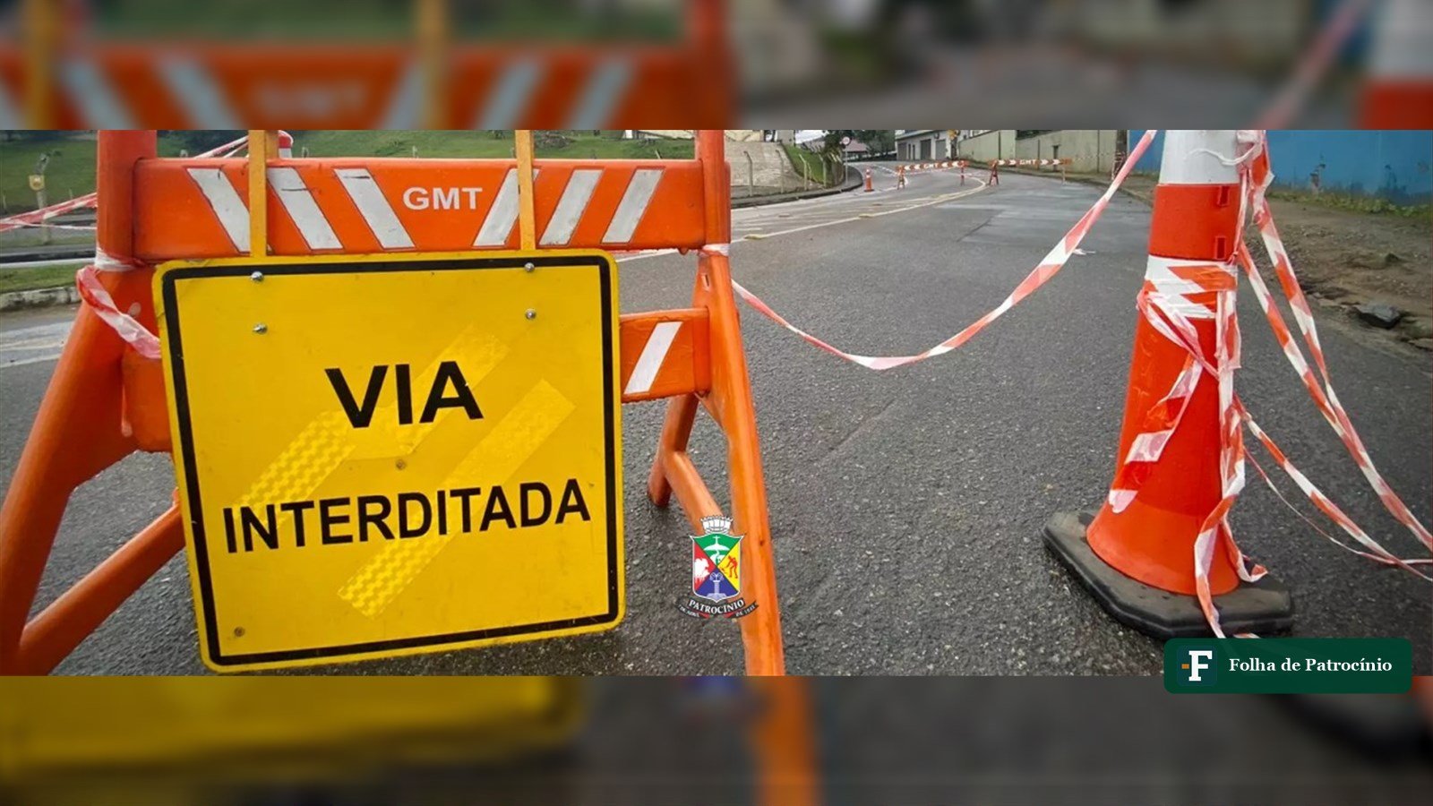 Sinalização de via interditada em Patrocínio durante Simulado de Salvamento Veicular
