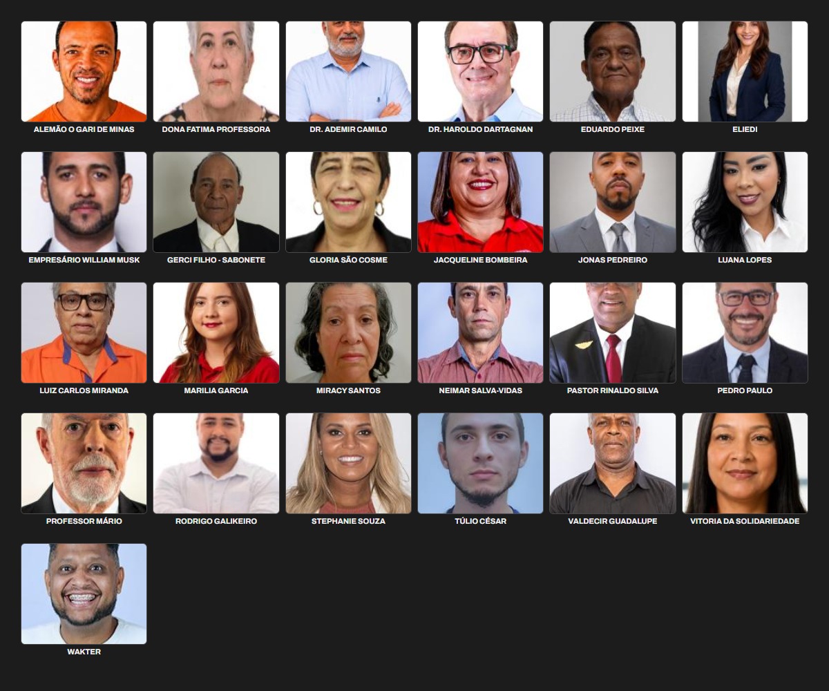 Grade com foto oficial dos 25 candidatos a deputado estadual por Minas Gerais com candidatura indeferida