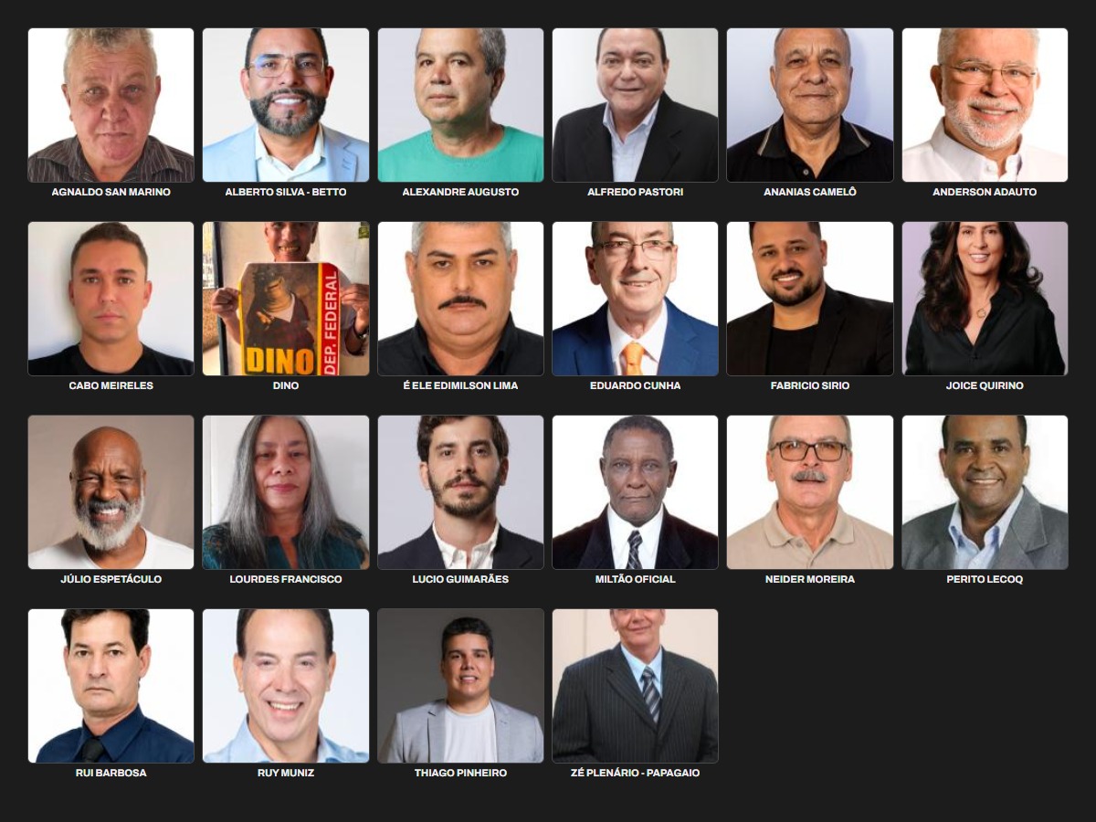 Grade com foto oficial dos 22 candidatos a deputado federal por Minas Gerais com candidatura indeferida