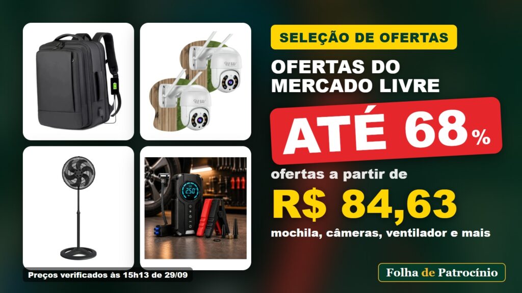 Seleção de ofertas do Mercado Livre com mochila, câmeras de segurança, ventilador e auxiliar de partida com até 68% de desconto