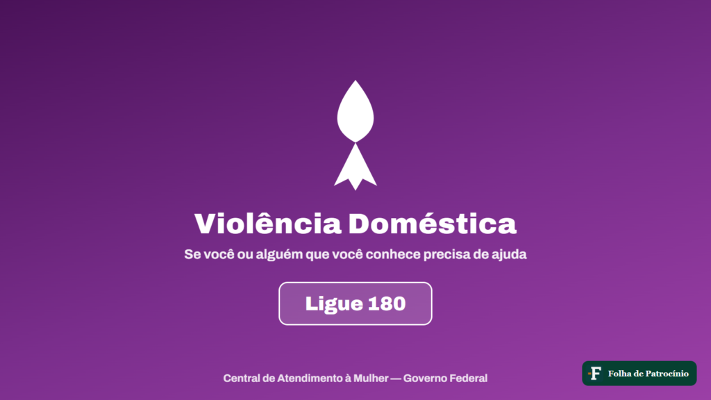 Card sobre violência doméstica em Patrocínio com o telefone da Central de Atendimento à Mulher, 180