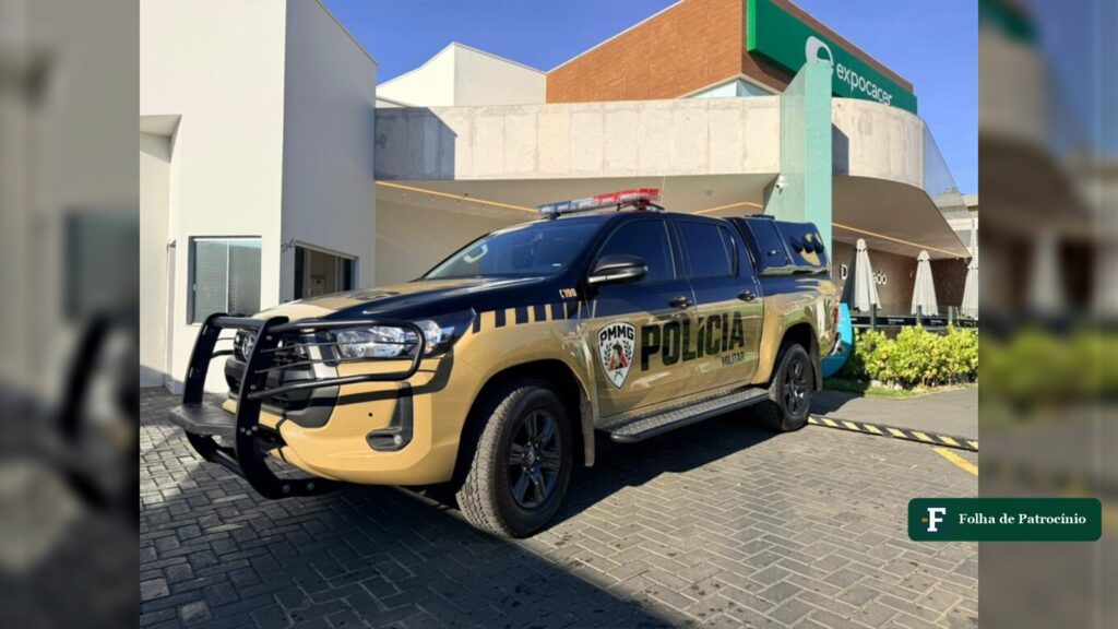 Viatura da Polícia Militar em Patrocínio, ilustrativa do caso de furto de câmera em Patrocínio