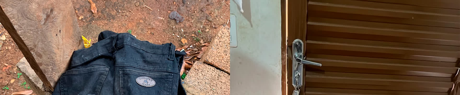 Cena do furto no Sao Vicente, em Patrocinio: roupas deixadas no quintal e porta forcada
