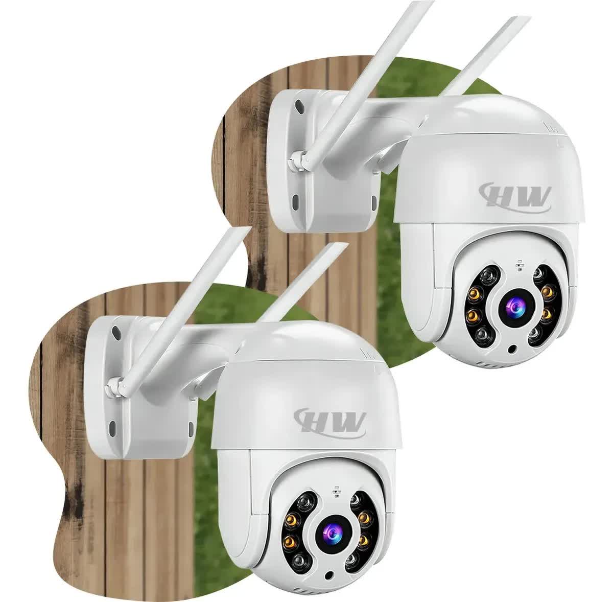 Kit com 2 câmeras de segurança IP Wi-Fi iCSee com infravermelho