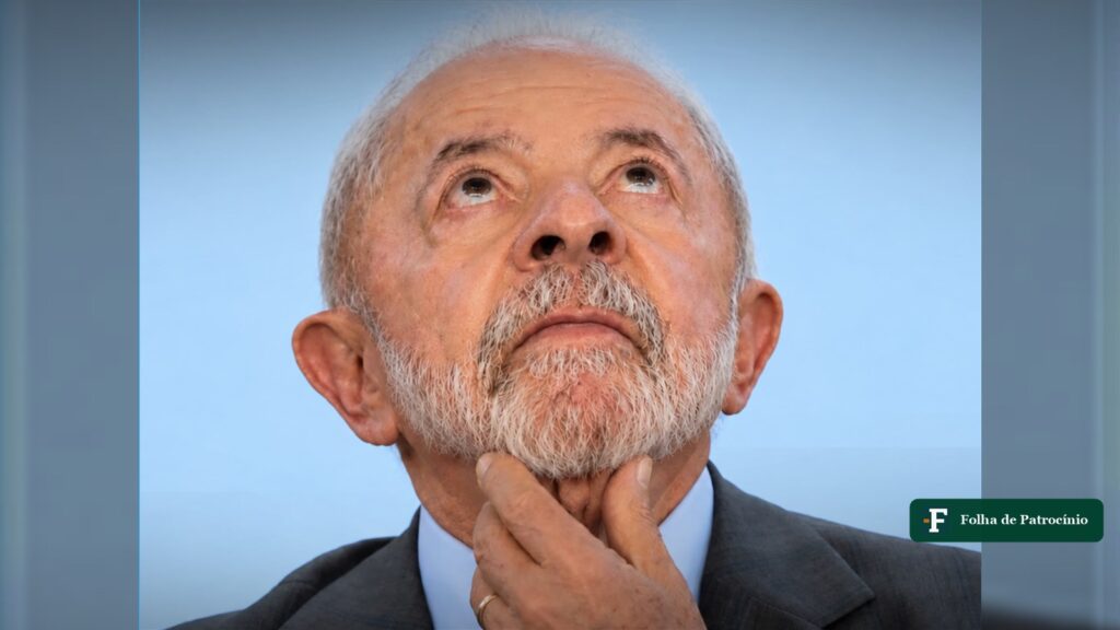 Presidente Lula olha para cima com a mão no queixo; Lula fora do debate da Globo. Foto: reprodução