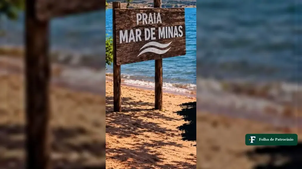 Placa da Praia Mar de Minas, onde ocorreu o afogamento em Três Marias
