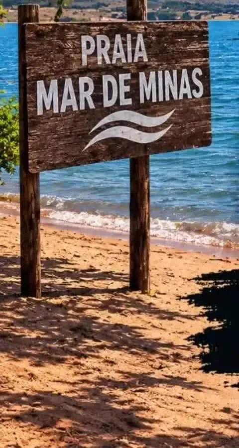 Placa da Praia Mar de Minas, em Três Marias, onde houve o afogamento em Três Marias