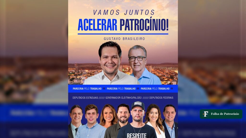 Arte do agradecimento do prefeito Gustavo Brasileiro com candidatos aliados