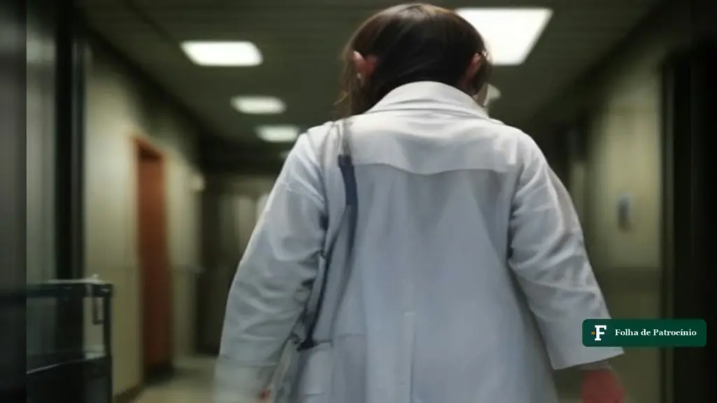Mulher de jaleco branco caminha de costas por um corredor de hospital, imagem ilustrativa sobre agressão à médica