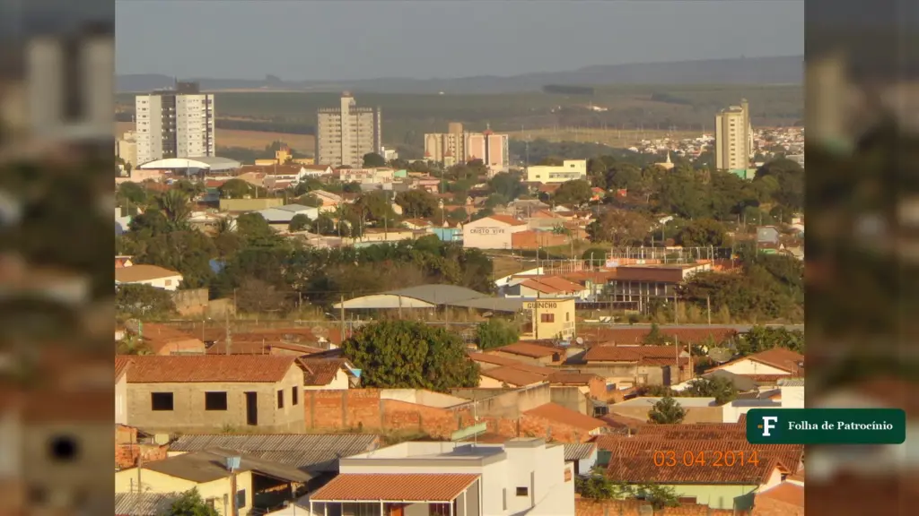 Vista do centro de Patrocínio, sob alerta de tempestade em Patrocínio do Inmet para 28, 29 e 30 de outubro