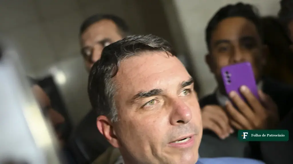 Flávio Bolsonaro, candidato do PL, em foto de arquivo ligada ao ato de Flávio na Paulista