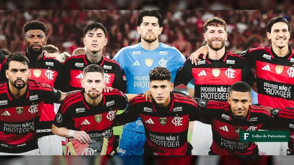 Caso Marcos Rojo: jogadores do Flamengo posados para a foto oficial no Maracanã antes da semifinal