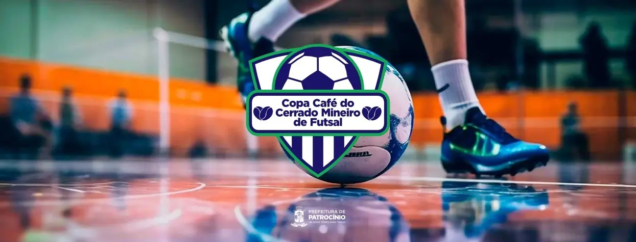 Arte oficial da Copa Café do Cerrado Mineiro de Futsal, a nova copa de futsal em Patrocínio