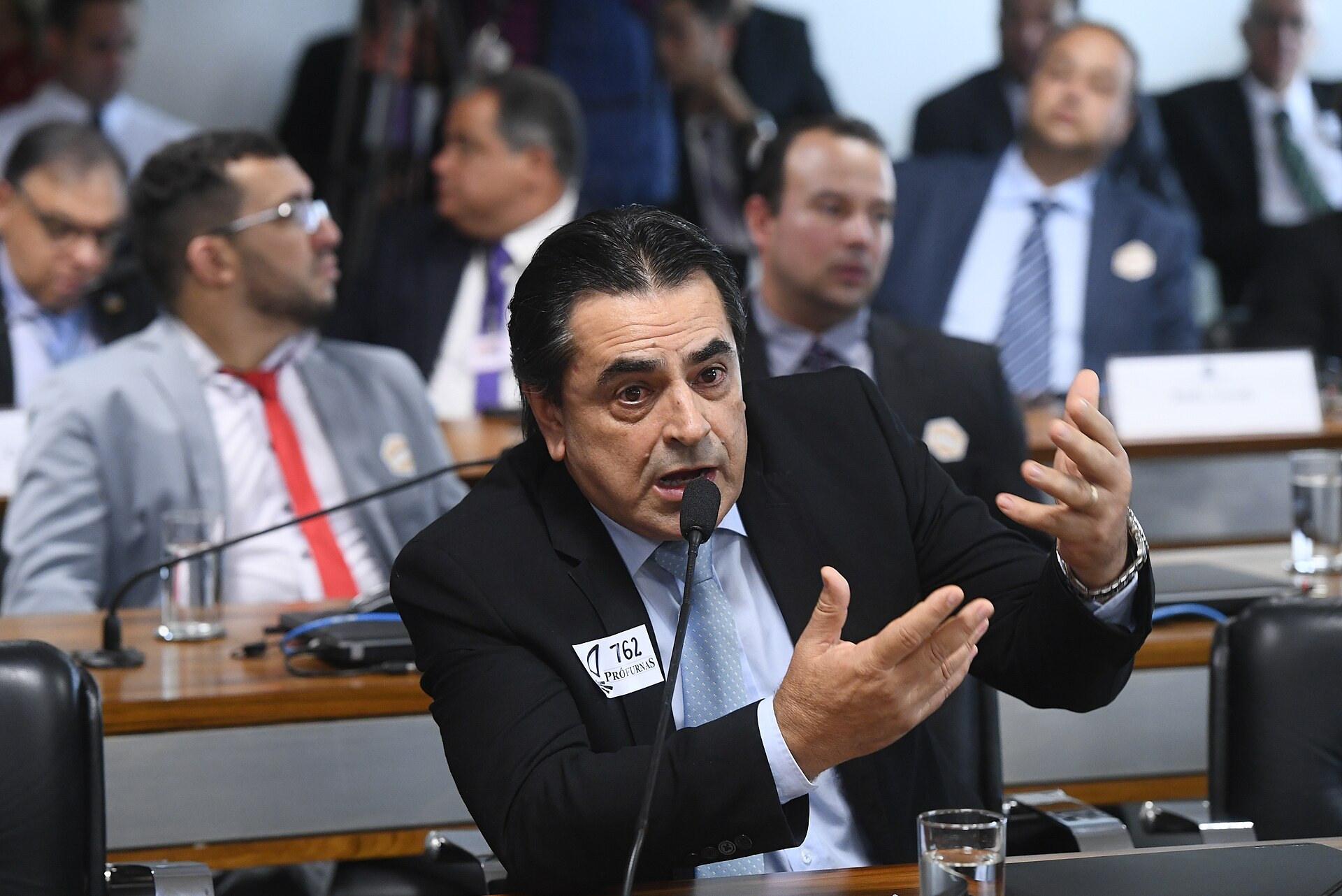 Domingos Sávio fala ao microfone em audiência no Senado; ele lidera a disputa ao Senado na parcial em Minas