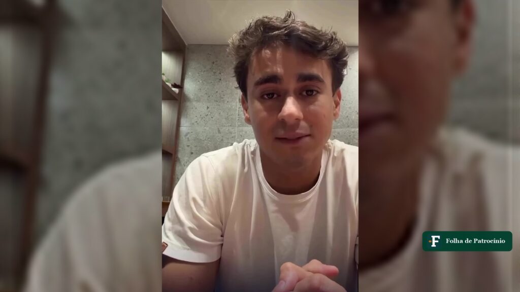 Nikolas Ferreira em vídeo de comemoração da reeleição, em frame do vídeo de Nikolas Ferreira