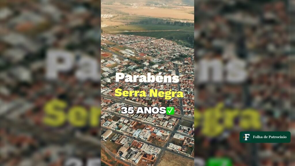 Vista aérea do bairro Serra Negra, em Patrocínio, em imagem do vídeo dos 35 anos do bairro