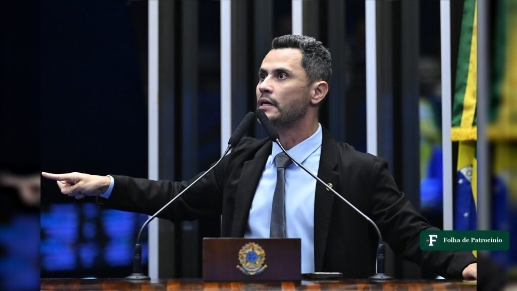 Senador Cleitinho Azevedo discursa na tribuna do Senado, em foto da Agência Senado