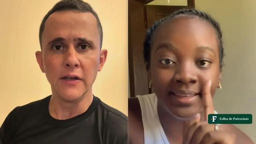 Eduardo Azevedo, de camiseta preta, e Ana Elisa, de regata branca, em imagens de vídeo lado a lado