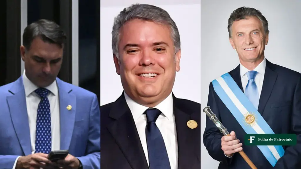 Flávio Bolsonaro, Iván Duque e Mauricio Macri lado a lado, ex-presidentes apoiam Flávio