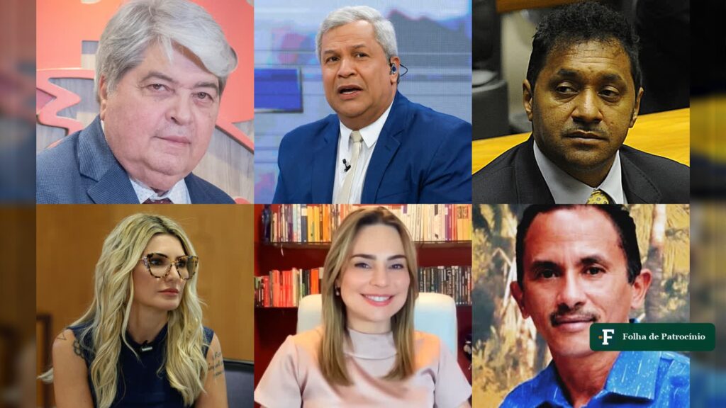 Montagem com retratos de Datena, Sikêra Jr., Tiririca, Antonia Fontenelle, Rachel Sheherazade e Caneta Azul, famosos nas urnas de 2026
