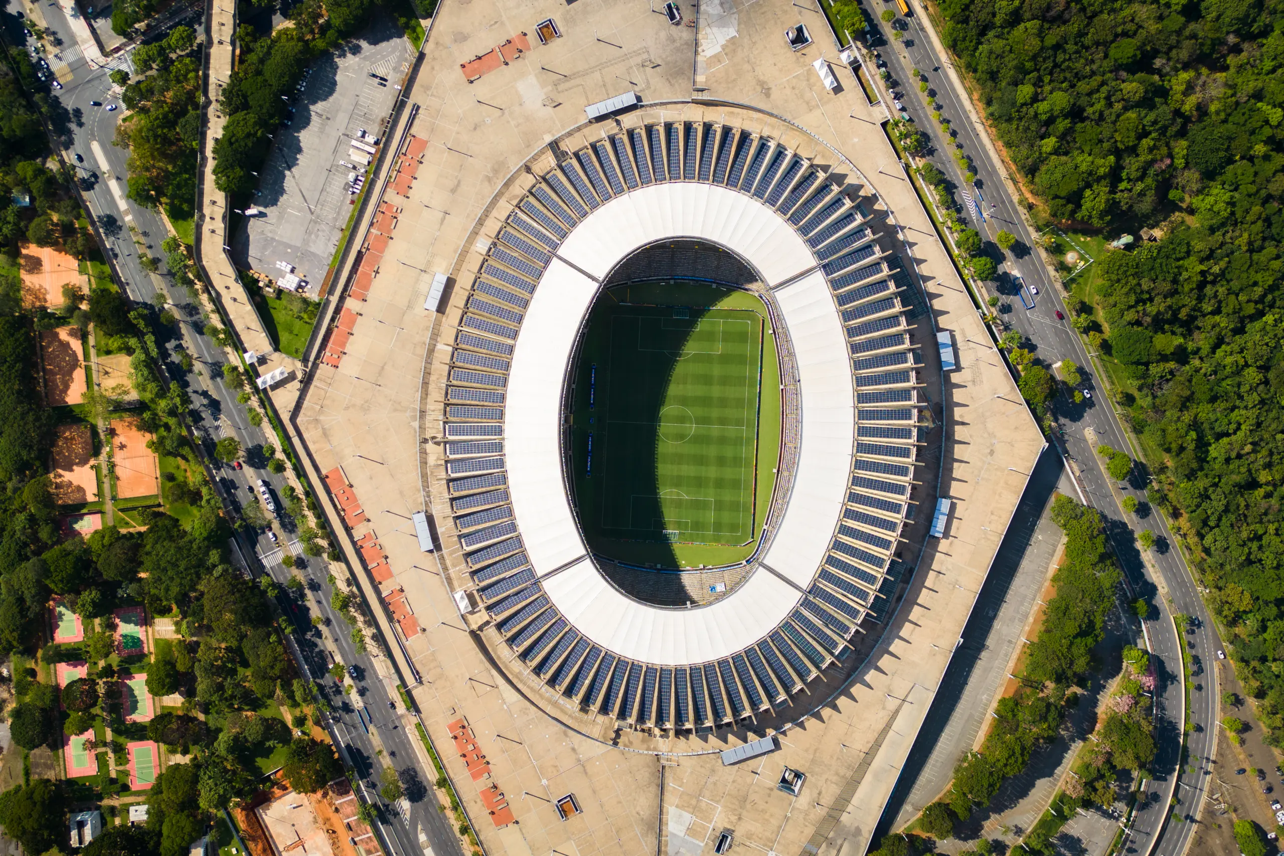 Galo x Boca: vista aérea do Mineirão, onde Atlético e Boca empataram em 1993