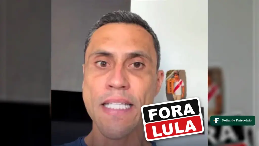 Gleidson Azevedo em vídeo, com adesivo Fora Lula, em montagem