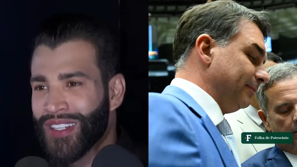 Gusttavo Lima e Flávio Bolsonaro lado a lado, no dia da live de Gusttavo Lima com Flávio