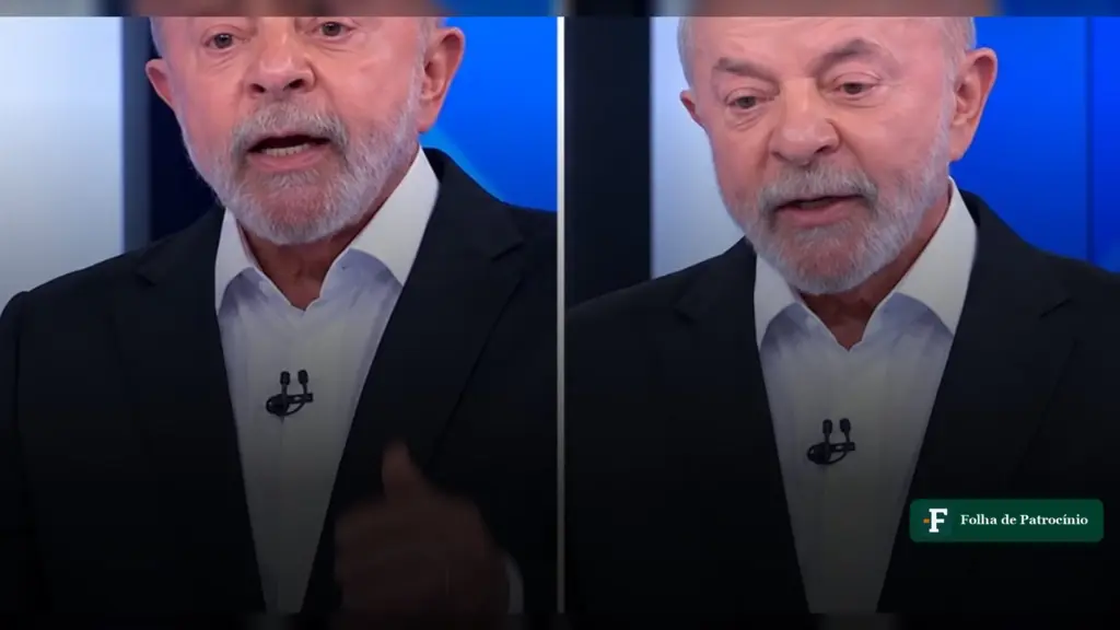 Idade de Lula: dois quadros do presidente falando durante o debate da TV Globo