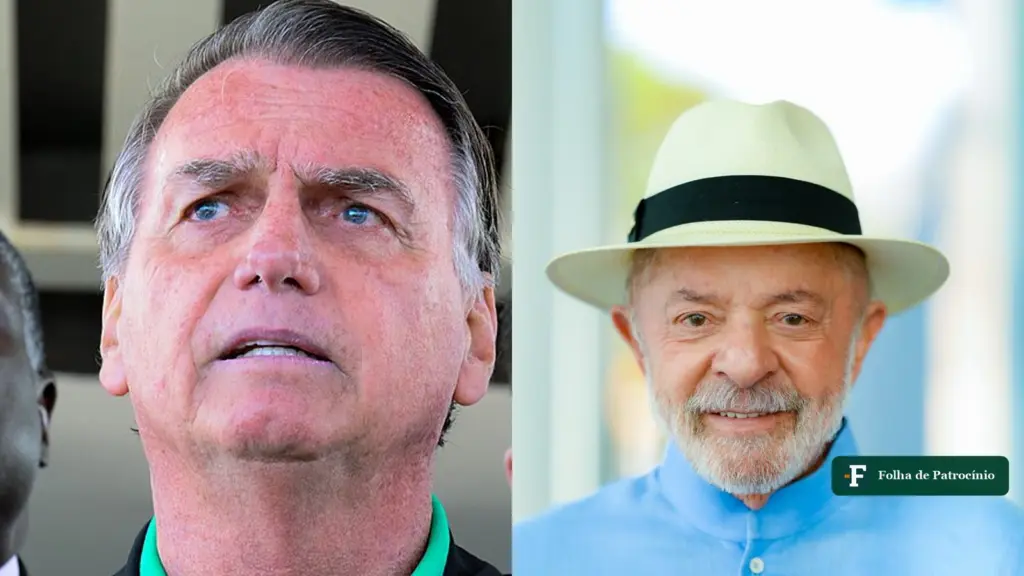 Retratos de Jair Bolsonaro e de Lula lado a lado, em fotos de arquivo, sobre o indulto a Bolsonaro